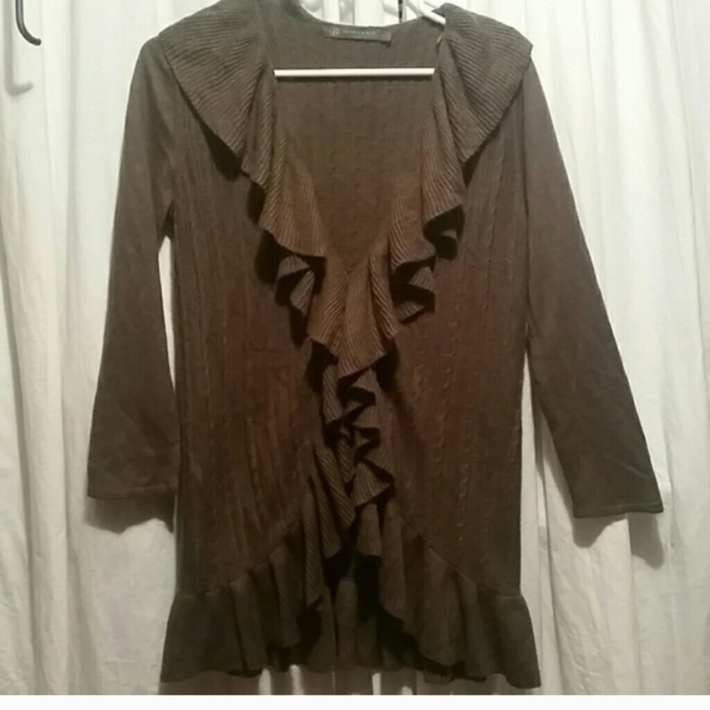 Outback Red Brown Ruffled Cardigan